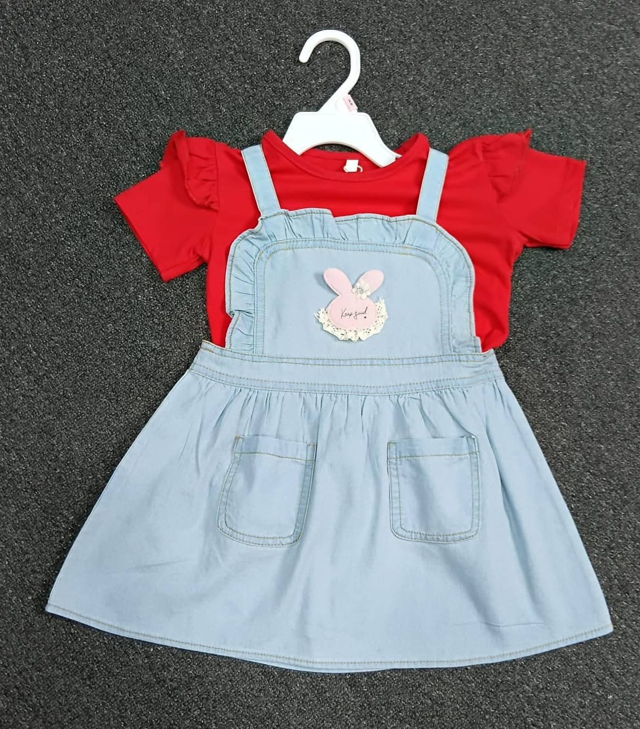 Kids' denim pinafore with tee